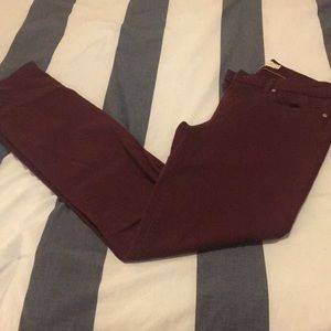 Tory Burch Burgundy Super Skinny Jeans
